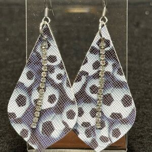 Chic Soccer Faux Leather Earrings with Rhinestones